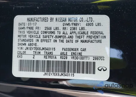 2018 Infiniti Q60 3.0T Sport z USA, uszkodzony, nr VIN JN1EV7EK6JM340115